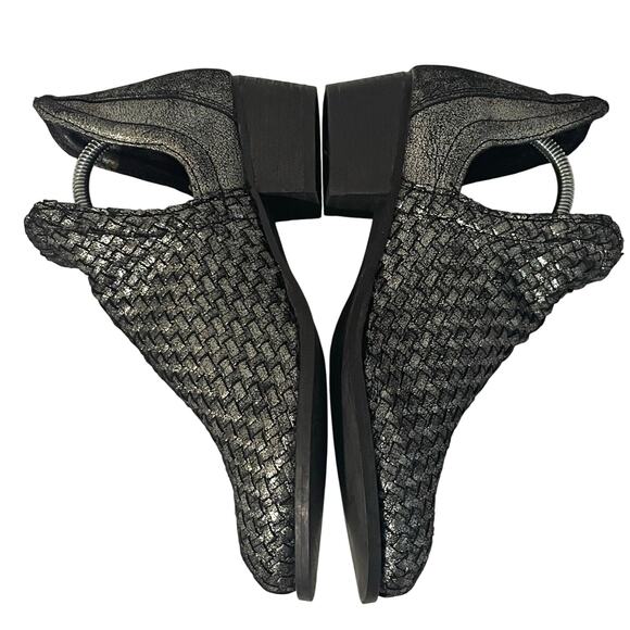 Very Volatile Malone Pewter Metallic Woven Leather Ankle Booties Women's Sz 6.5 - Picture 4 of 9